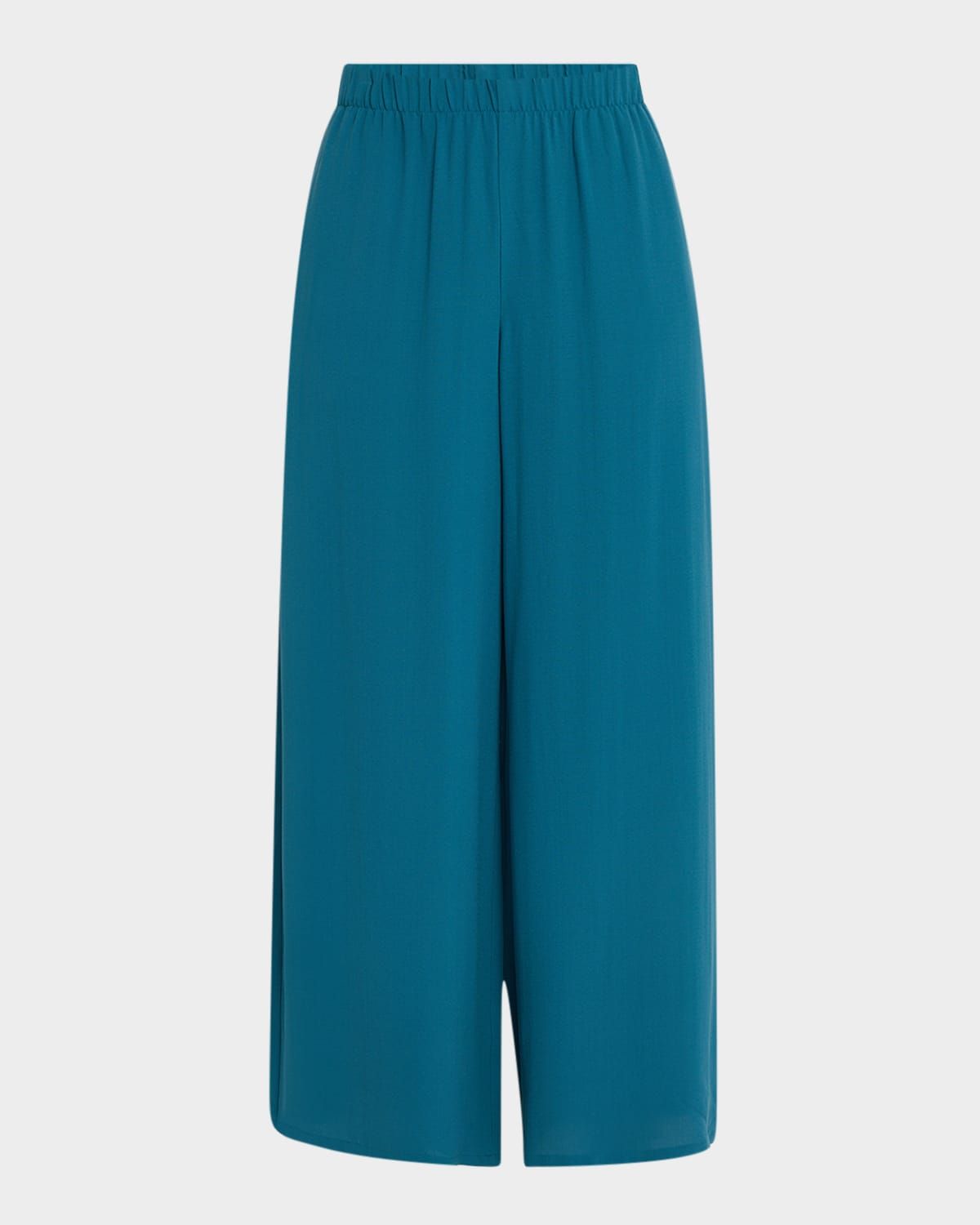 Cropped Wide-Leg Silk Georgette Crepe Pants