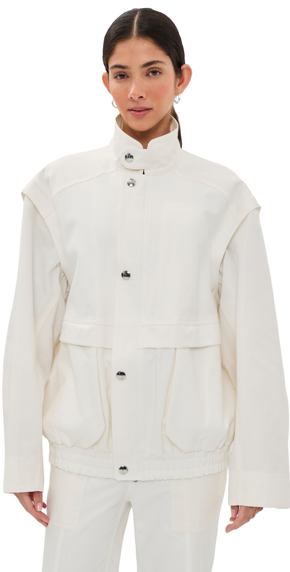Tibi Patchwork Twill Slicker Jacket White XL