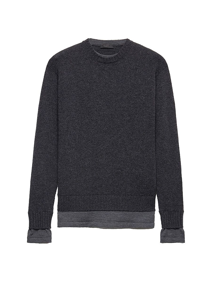 Men's Cashmere Crewneck Sweater - Grey - Size 48