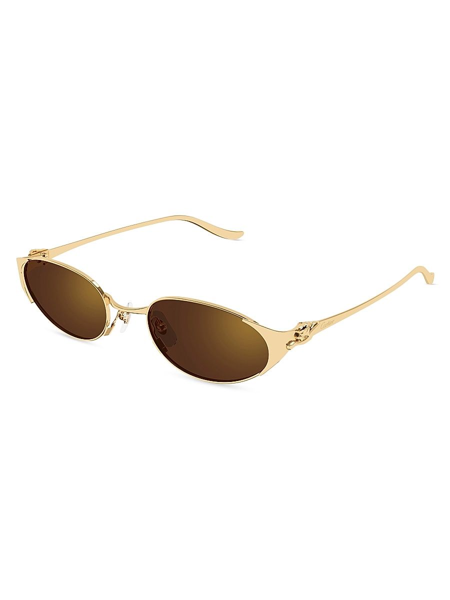 Women's Panthère Classic 53MM 24K-Gold-Plated Oval Sunglasses - Gold Brown