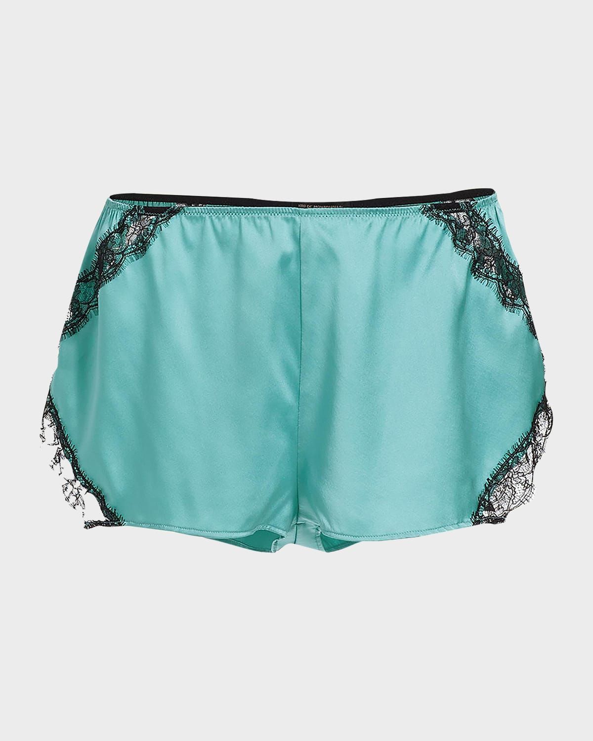 Lace-Trim Silk Shorts