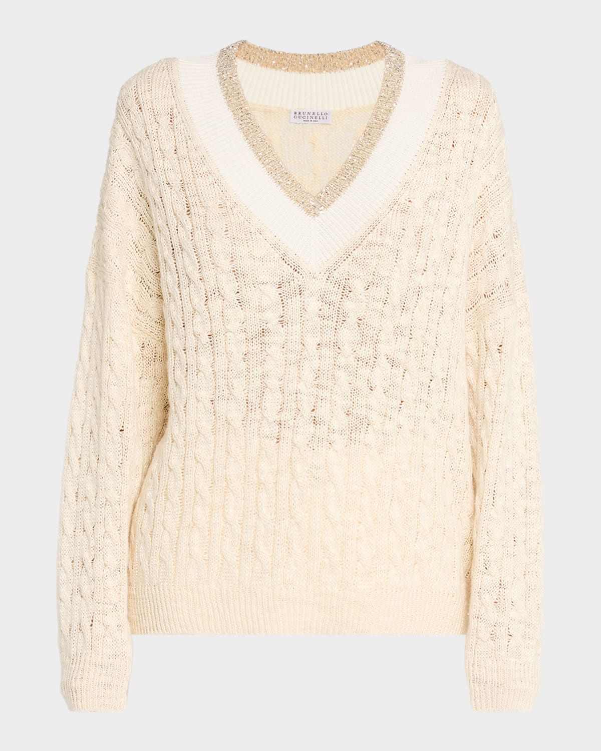 Oversized Sequin Cable-Knit Sweater