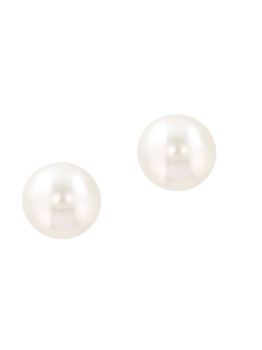 Women's 18K Yellow Gold & Freshwater Pearl Stud Earrings/9MM - Yellow Gold