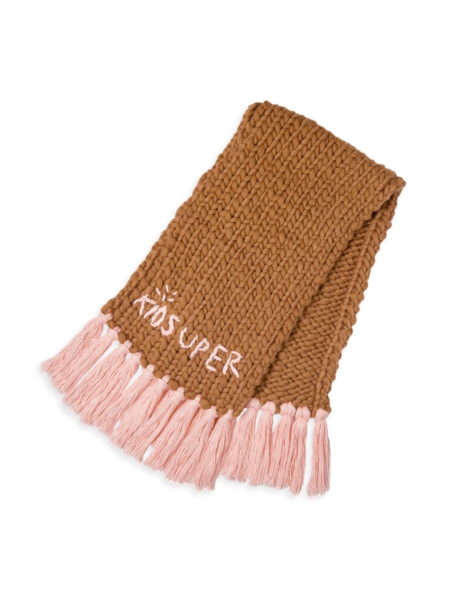 KidSuper Men's Hand Knit Chunky Scarf - Light Brown