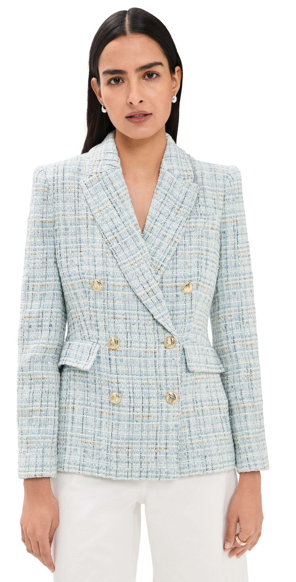 Generation Love Arielle Tweed Blazer Aqua Melange XS