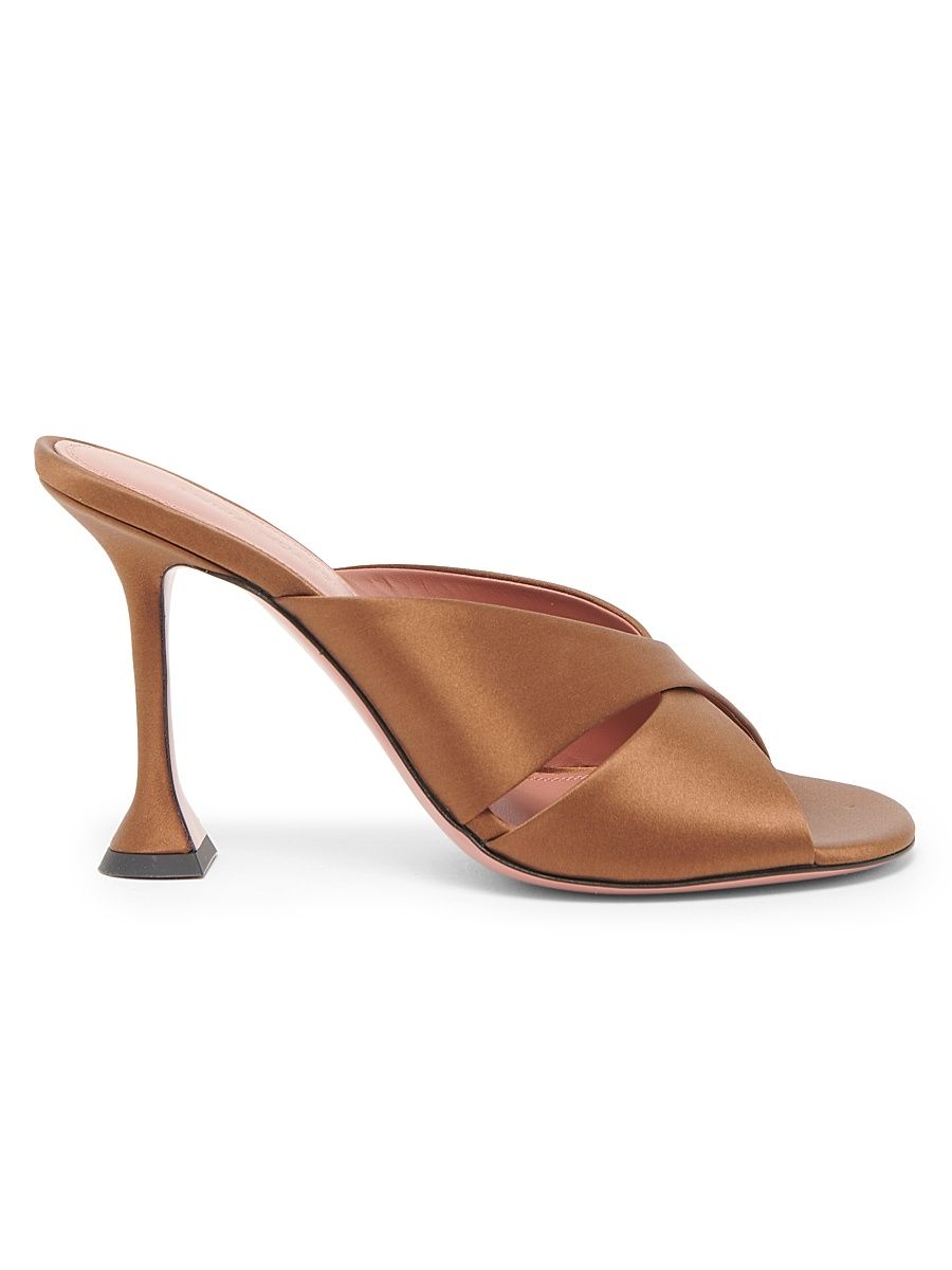 Women's Salma 95MM Satin Mules - Mocha Satin - Size 11