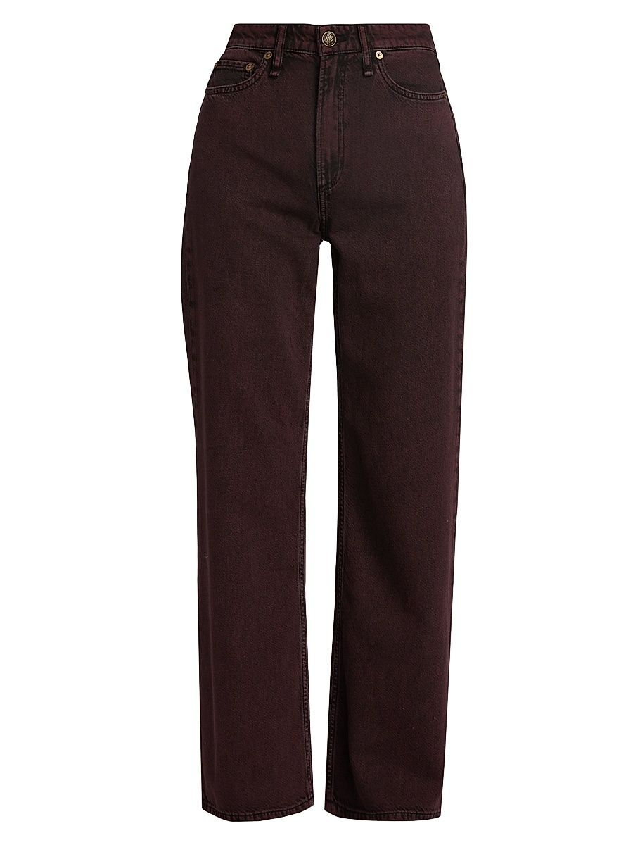 Women's Logan Featherweight Mid-Rise Wide-Leg Jeans - Burnt Burgundy - Size 27