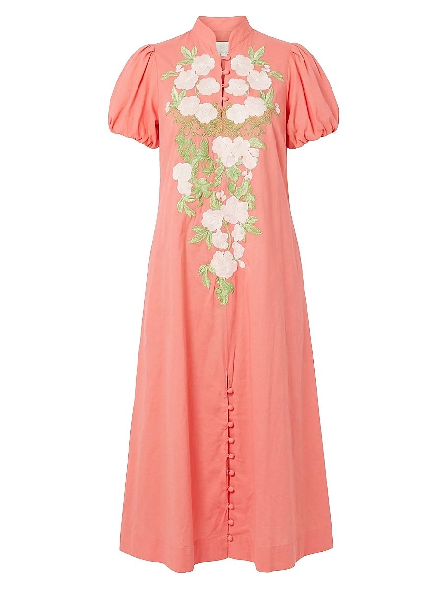 Women's Elliana Cotton Barong-Style Midi-Dress - Fresco Sunset - Size XS