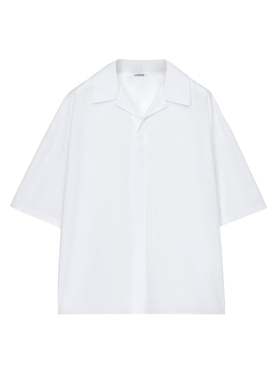 Men's Anagram Cotton Camp Shirt - White - Size 44