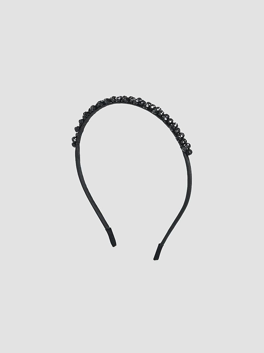 Girl's Beaded Edge Headband - Black