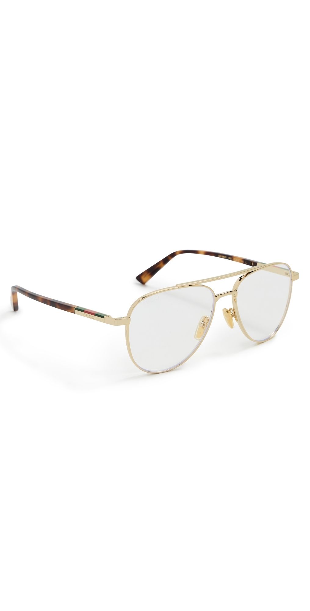 Gucci Aviator Frame Glasses Gold/Havana/Transparent One Size
