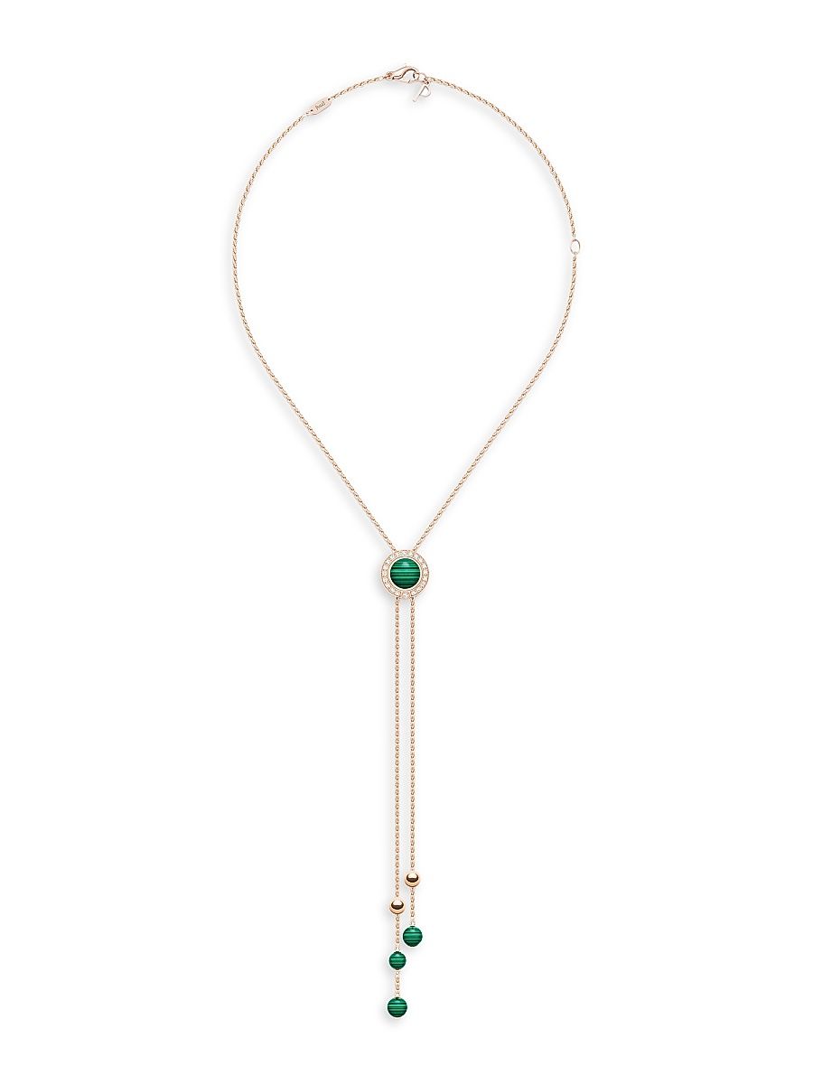 Women's Possession 18K Rose Gold, Malachite & Diamond Lariat Pendant Necklace - Rose Gold