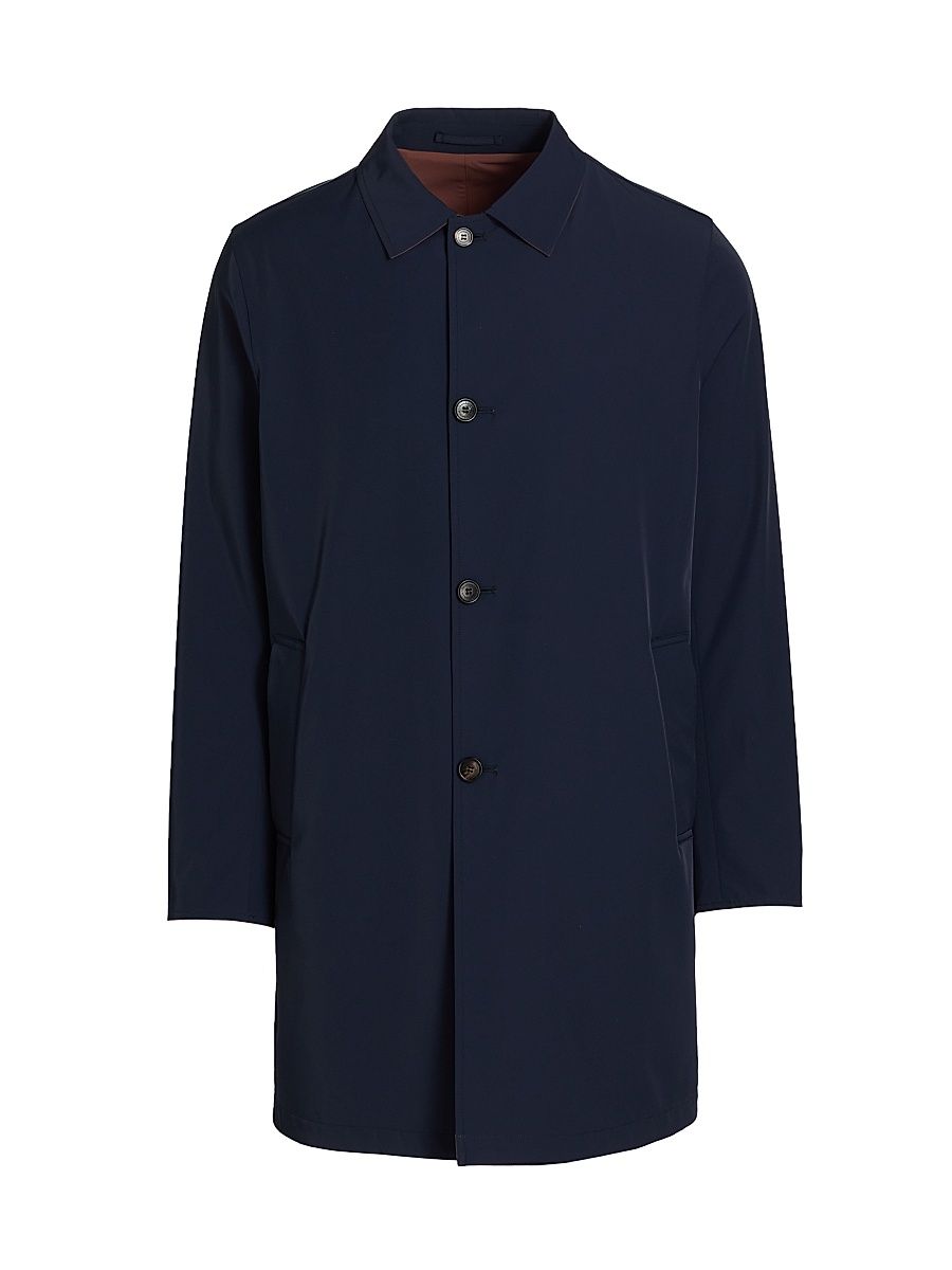 Men's Ben Reversible Single-Breasted Car Coat - Navy Brown - Size 40