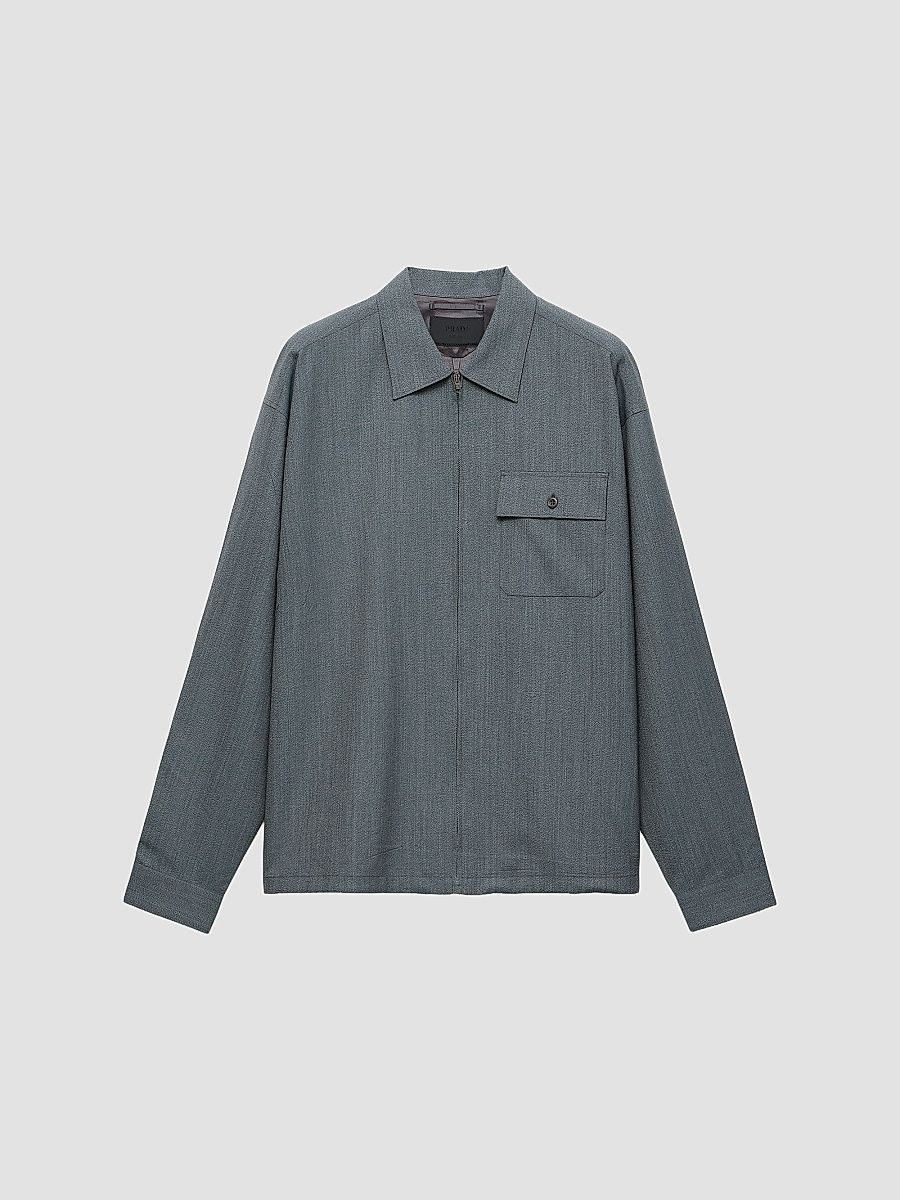 Men's Wool Zipper Shirt - Grey - Size XXXL