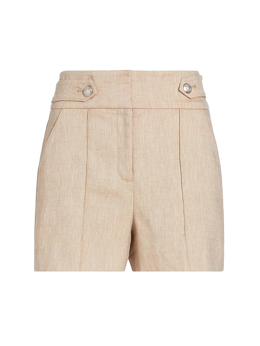Women's Runo Linen-Blend Shorts - Khaki Melange - Size 16