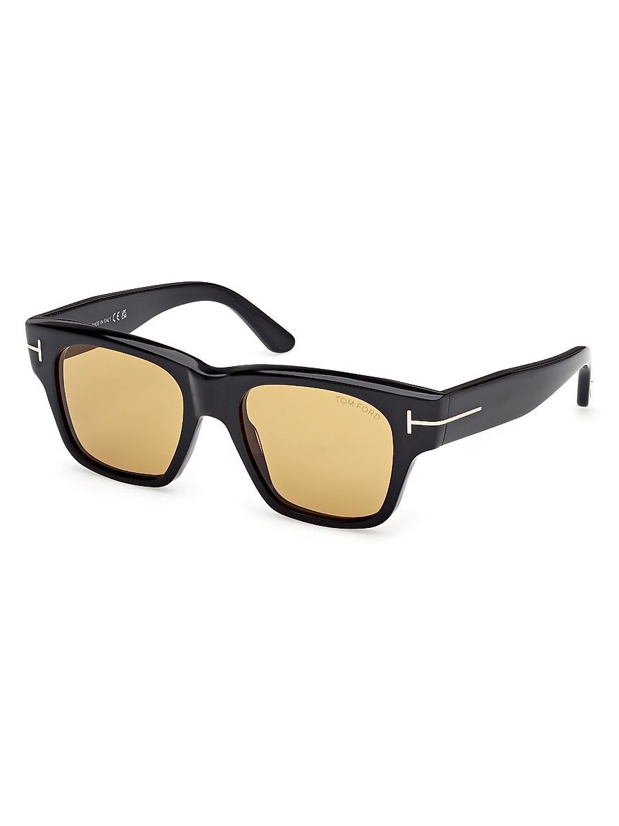 Men's Caine 53MM Square Sunglasses - Shiny Black Brown
