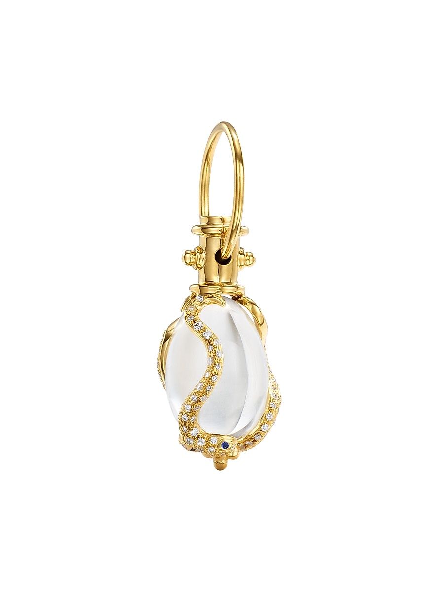 Women's Florence Serpent 18K Yellow Gold, Rock Crystal, Diamonds & Blue Sapphire Amulet Pendant - Yellow Gold