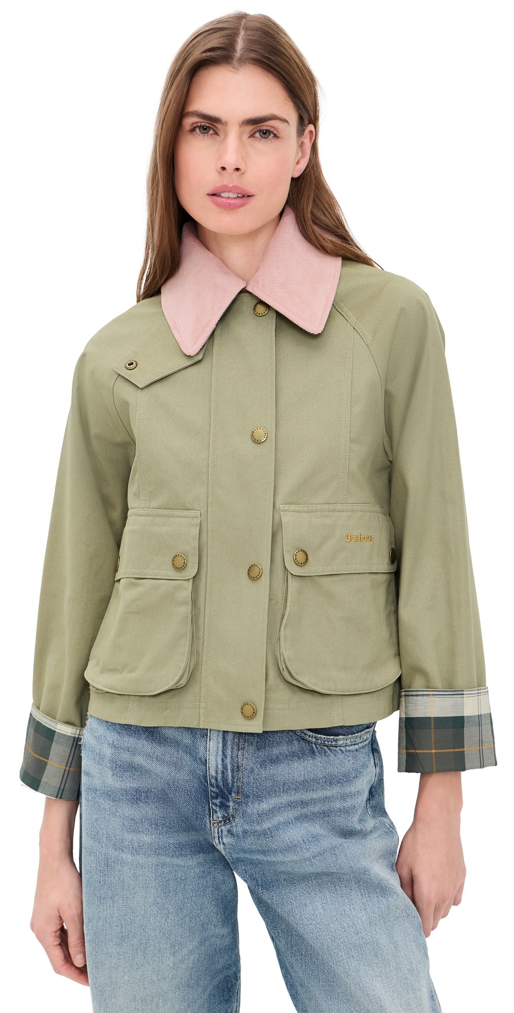 Barbour Cropped Beadnell Casual Jacket Bleached Olive/Ancient 4