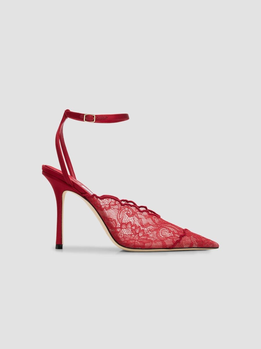 Jimmy Choo Women's Faiz 100MM Lace Pumps - Ruby Red - Size 11.5