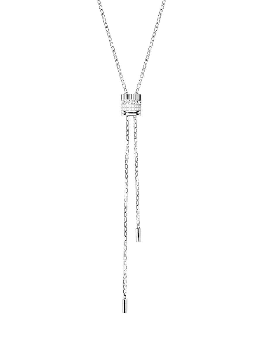 Women's Quatre White Edition 18K White Gold, 0.18 TCW Diamond & HyCeram Bolo Necklace - White Gold