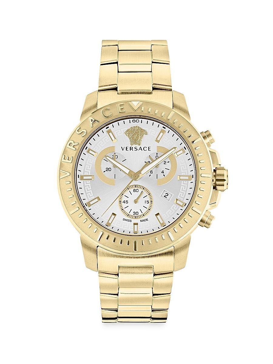 Men's Unisex New Chrono Goldtone Stainless Steel Watch - Yellow Tone
