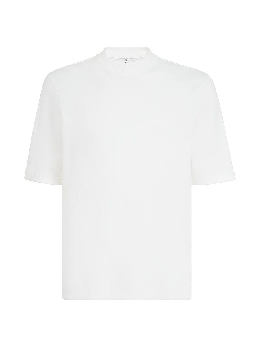 Men's Cotton Jersey Mock-Neck T-Shirt - Off White - Size XL