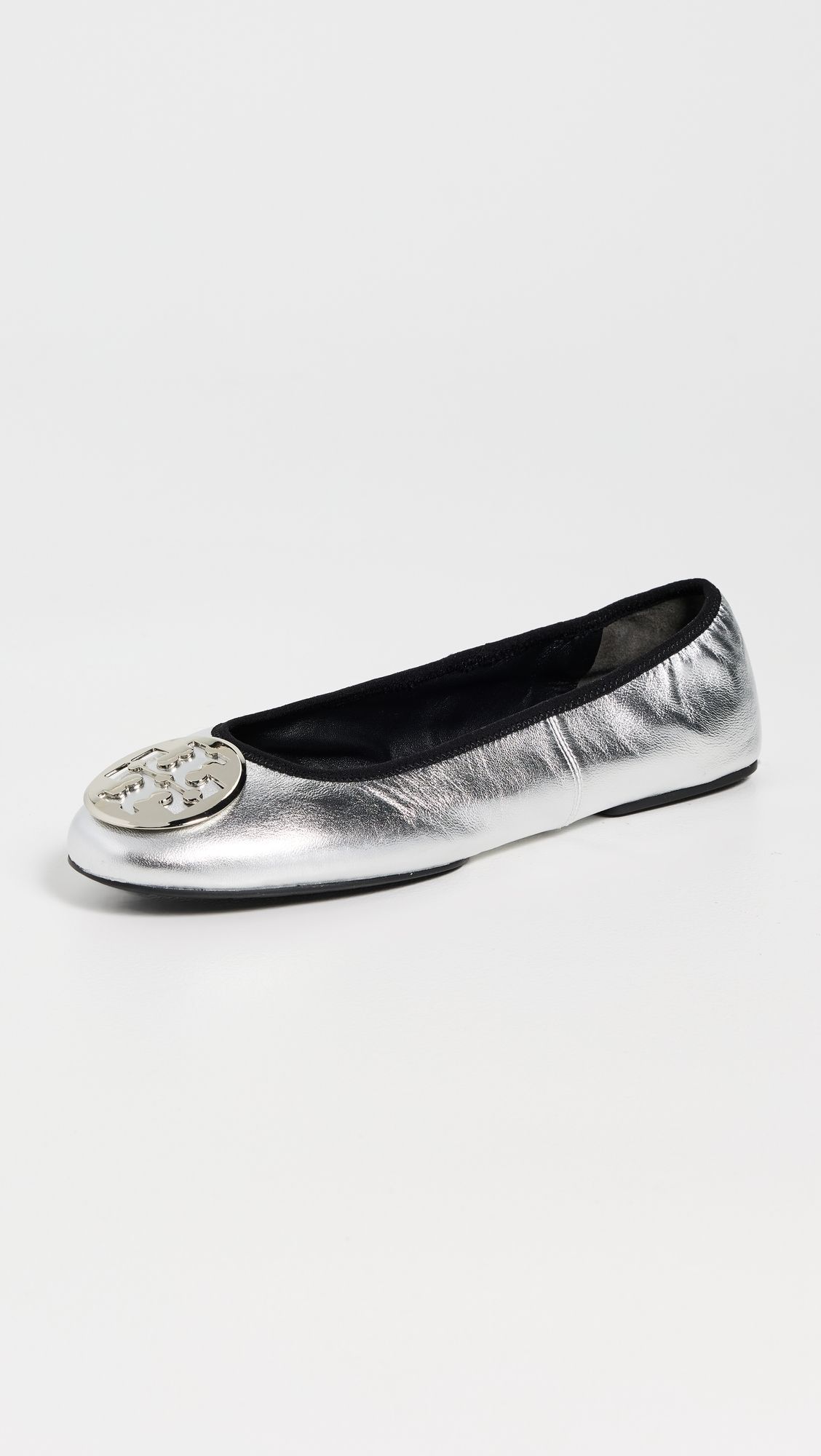 Tory Burch Reva Travel Ballet Flats Silver 8.5