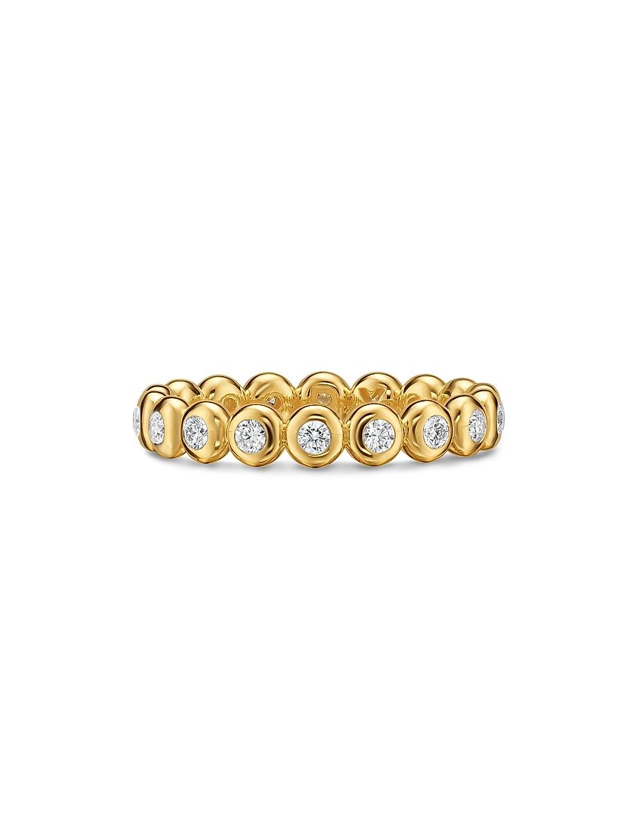 Women's Bezel Set Band Ring in 18K Yellow Gold - Gold Diamond - Size 5