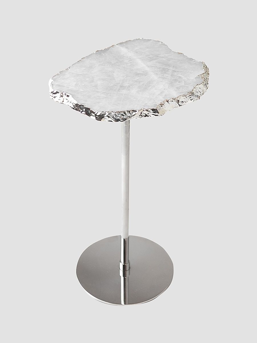 Capa Stainless Steel & Crystal Side Table - Crystal And Silver