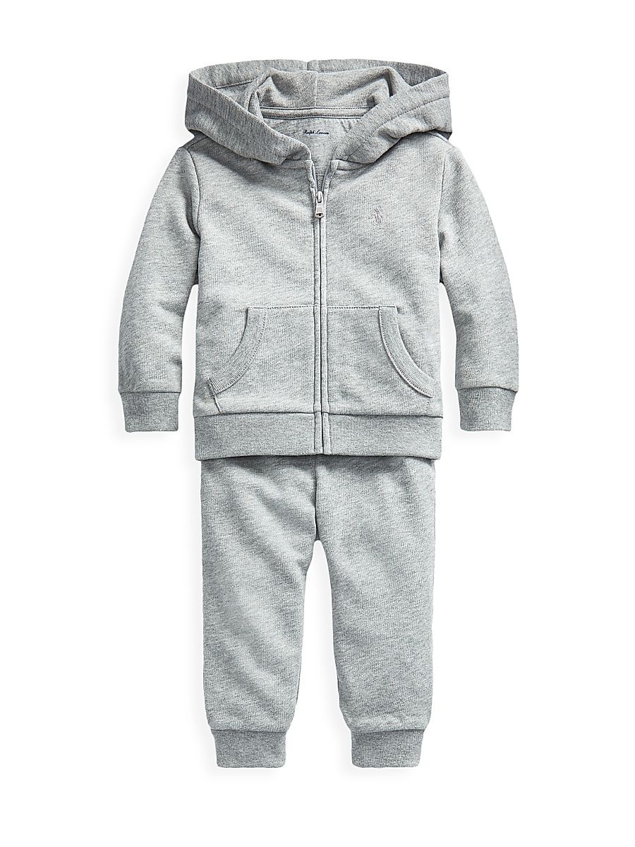 Baby Boy's Atlantic Terry 2-Piece Track Suit Set - Light Grey - Size 3 Months