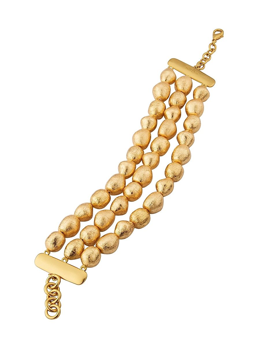 Women's Nora Wood & Goldtone Beaded Anklet - Gold