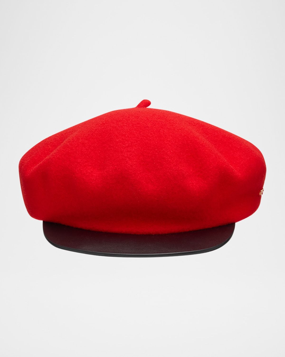 Men & apos;s VLogo Wool Beret with Calfskin Brim
