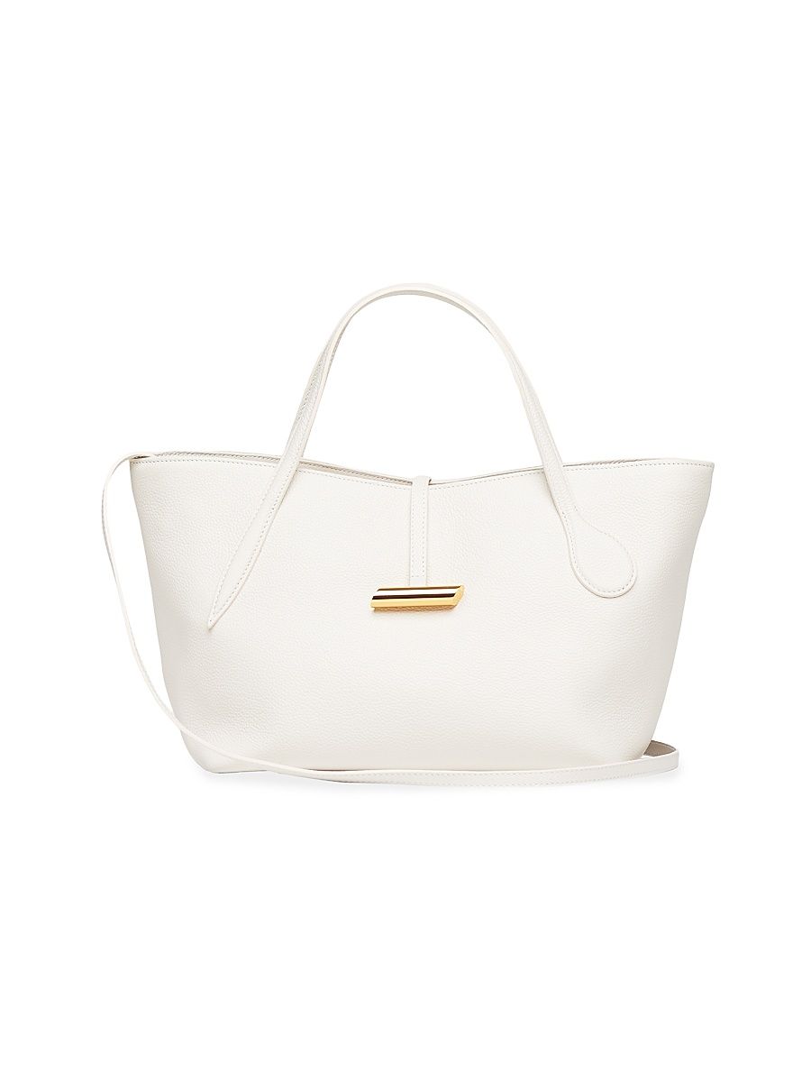 Women's Petite Penne Leather Tote Bag - Cream