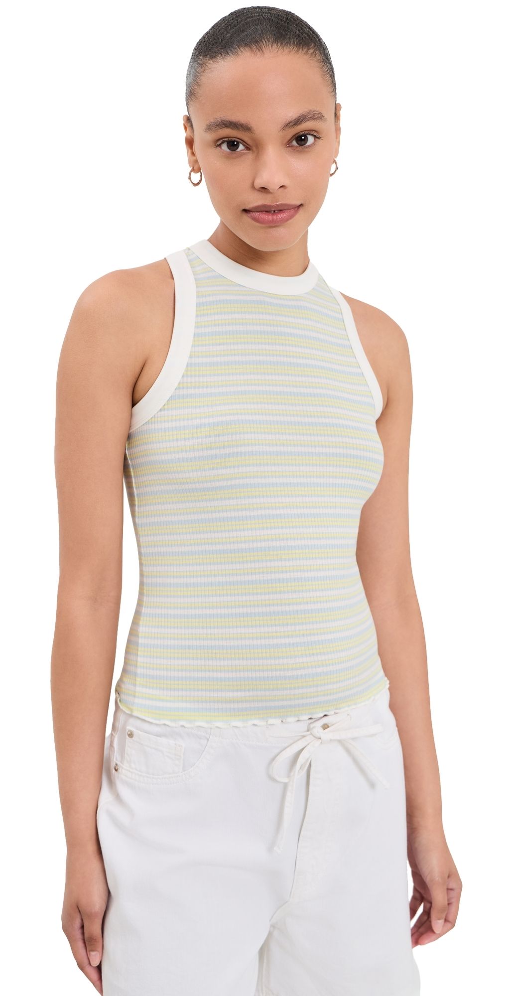 DAZE Astra Racerback Tank Lemon Stripe M