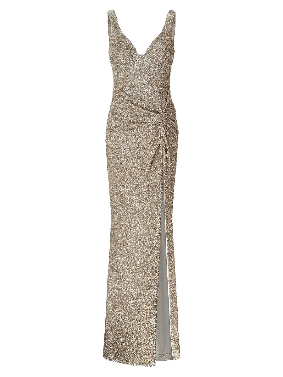 Women's Goldie Embellished Sleeveless Gown - Light Gold - Size 8