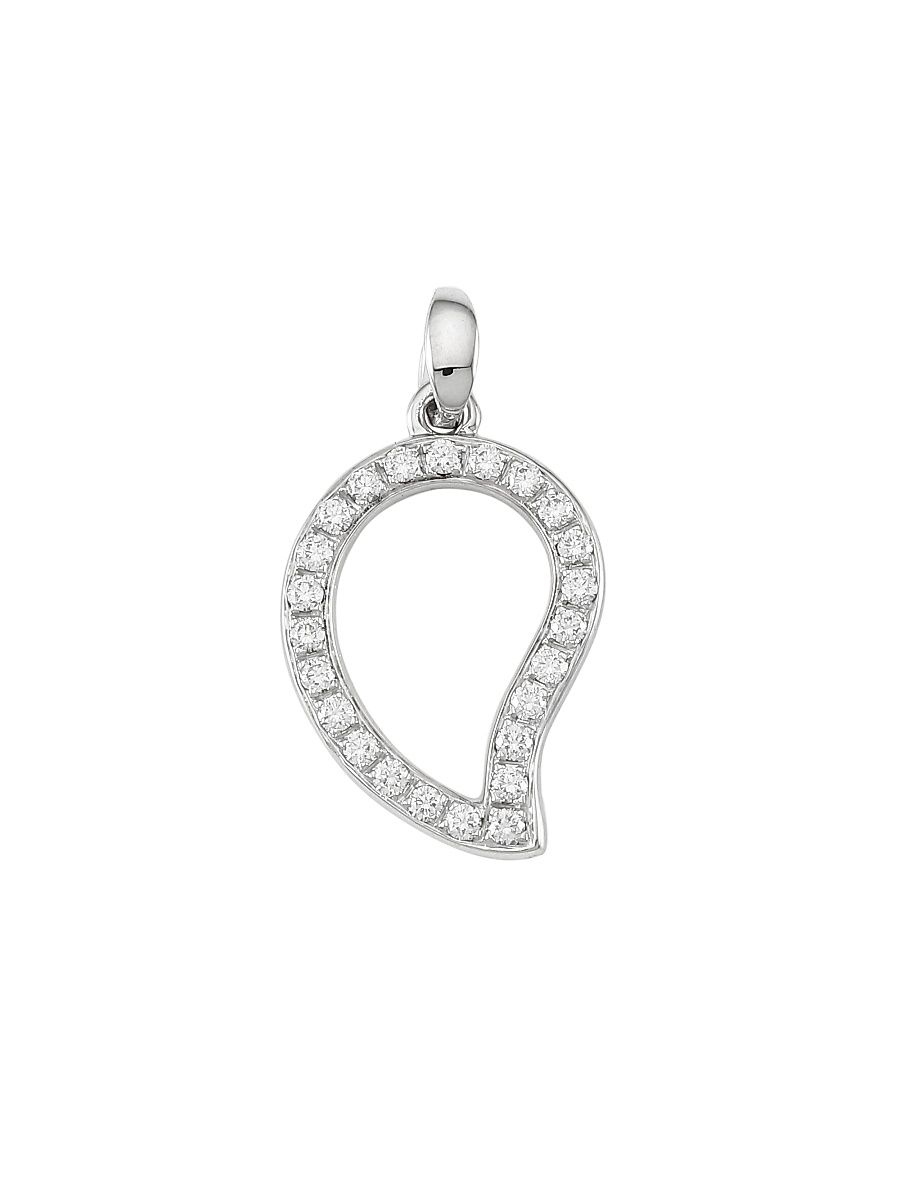 Women's Signature Wave 18K White Gold & Diamond Pavé Large Pendant - White Gold