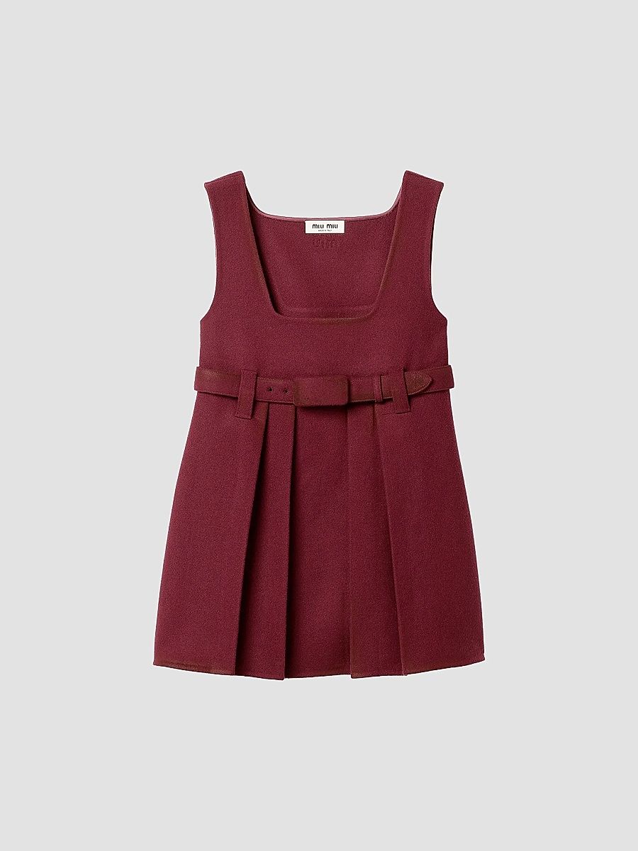 Women's Waxed Double Wool Dress - Dark Red - Size 4