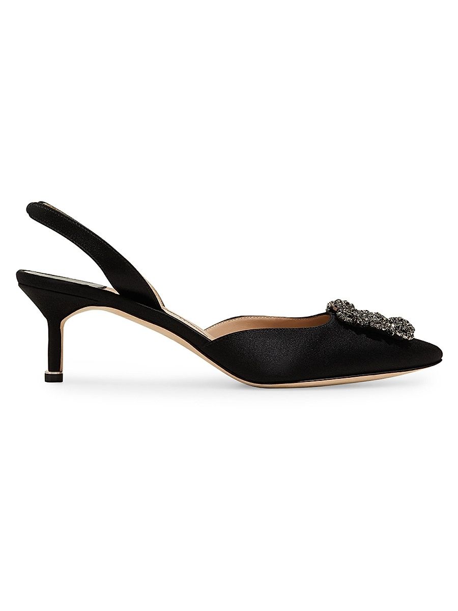 Women's Hangisli 50MM Satin Jewel Buckle Pumps - Black - Size 6