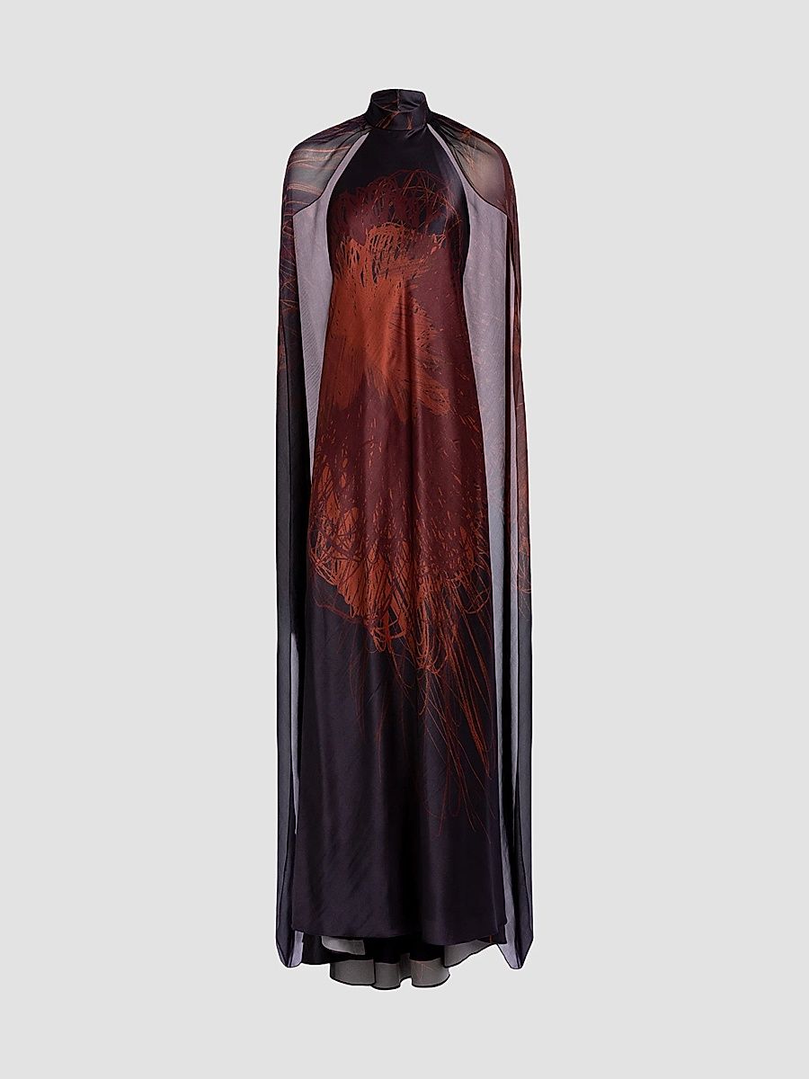 Women's Sabina Cape Halter Maxi Dress - Navy - Size Small