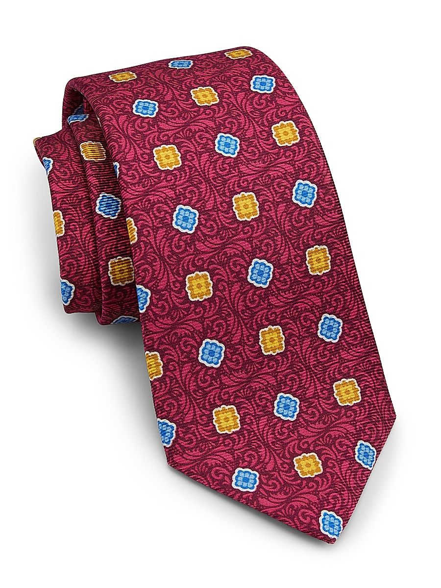 Men's Whispy Multi-Medallion Silk Tie - Red