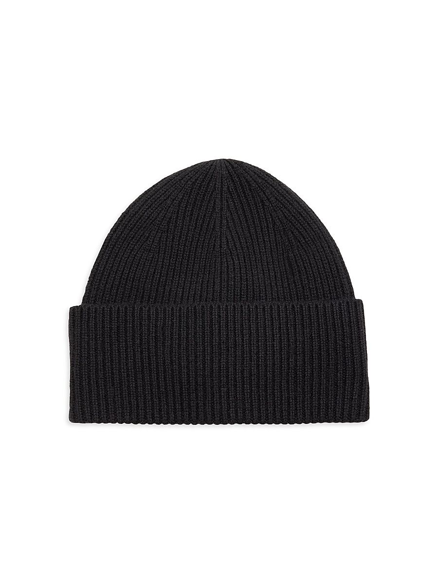 Women's Wool-Cashmere Rib-Knit Beanie - Black