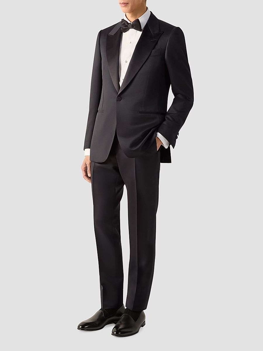 Men's Trofeo 120mila Wool and Mohair Evening Suit - Black - Size 50