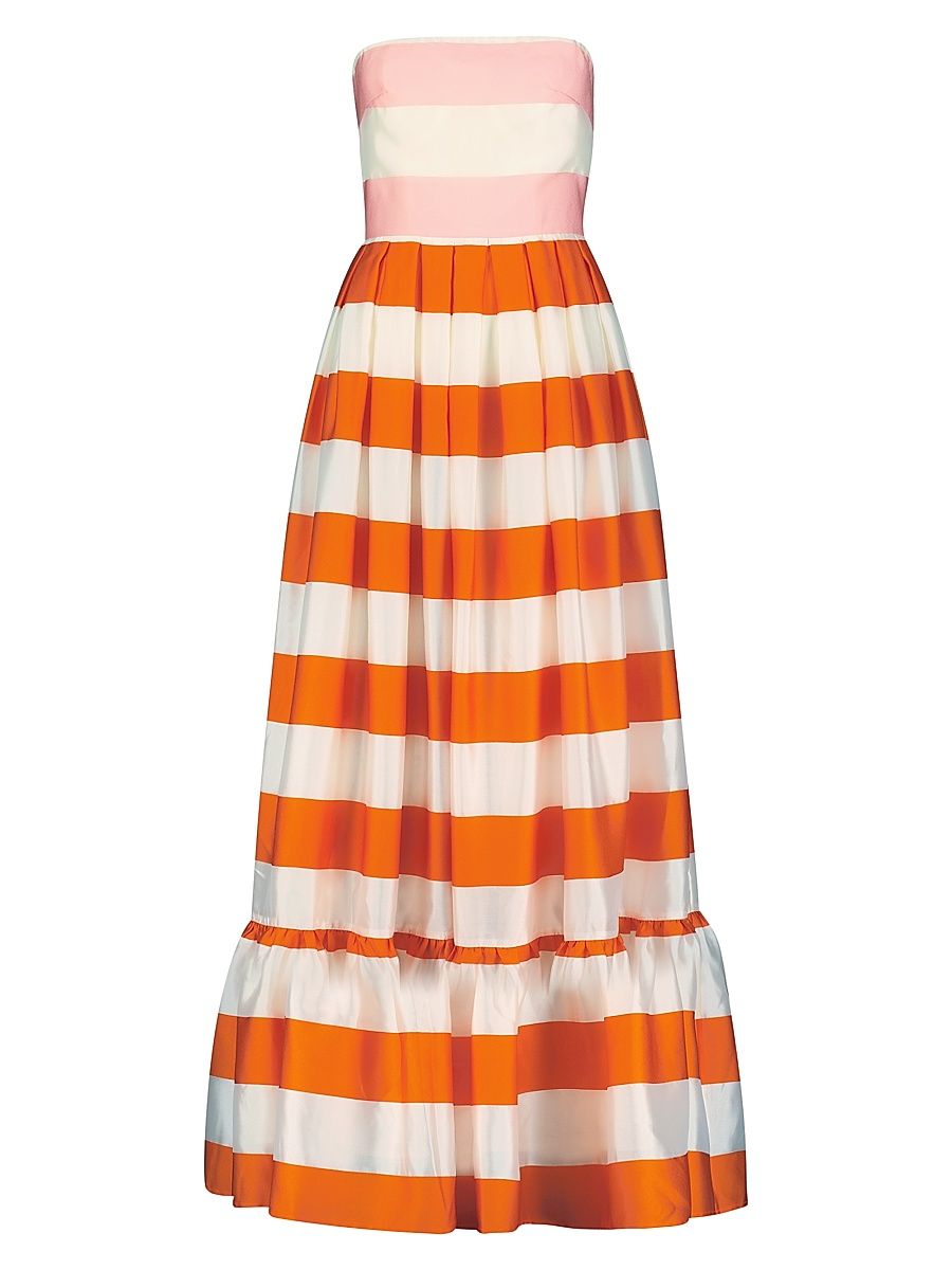 Women's Striped Tiered Maxi Dress - Sunset - Size 12
