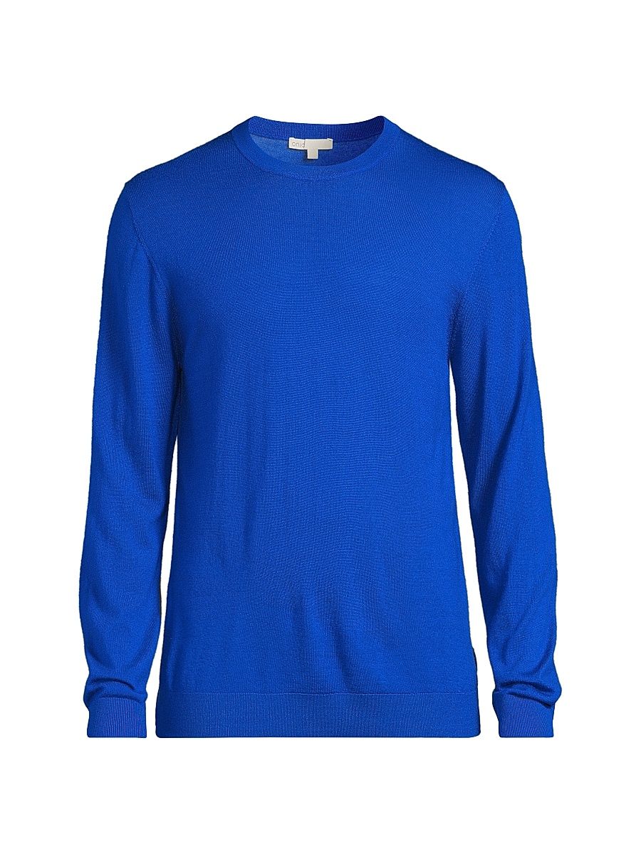 Men's Merino Wool Sweater - Cobalt Blue Melange - Size XL