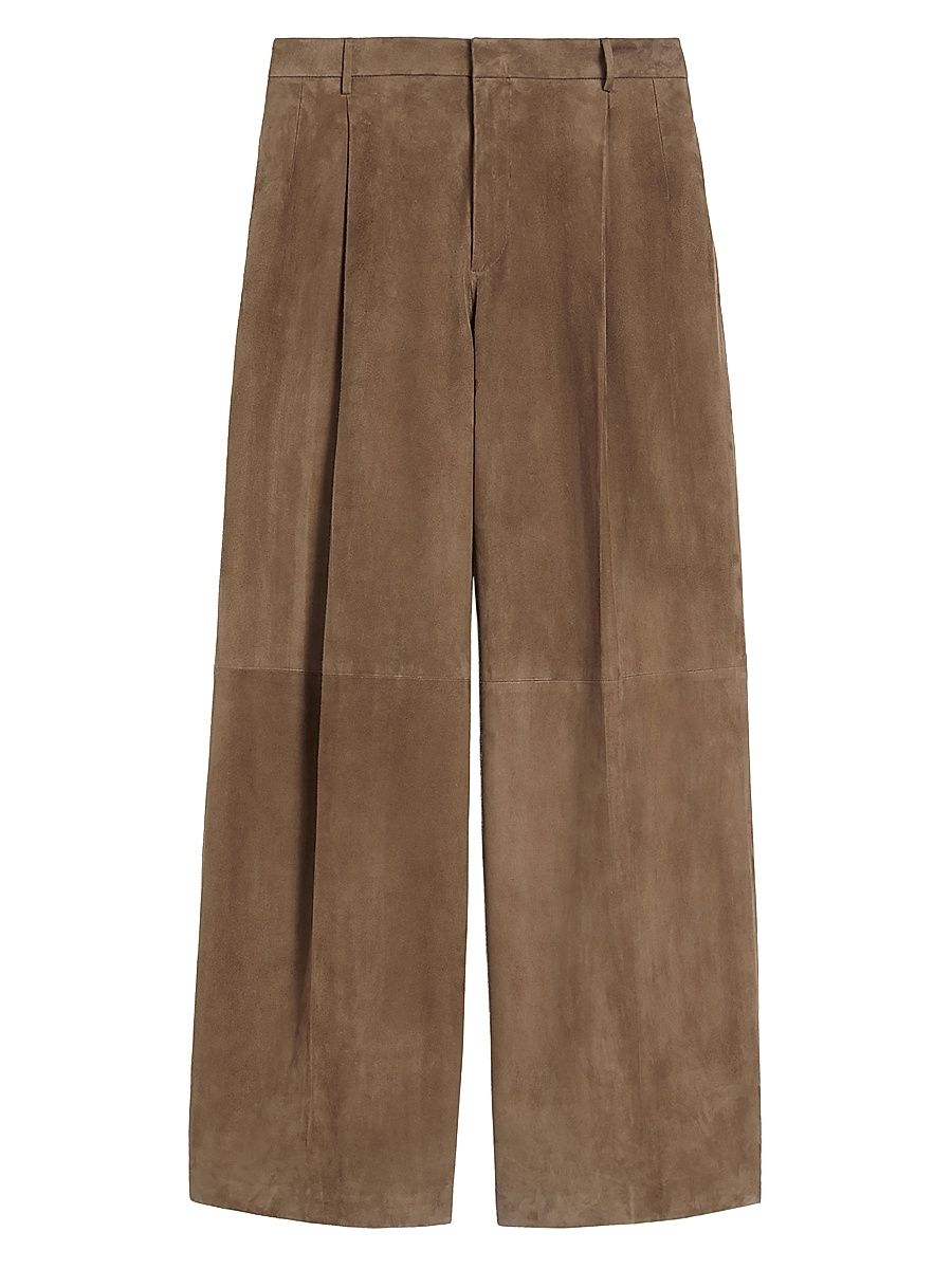 Women's Suede Trousers - Brown - Size 14