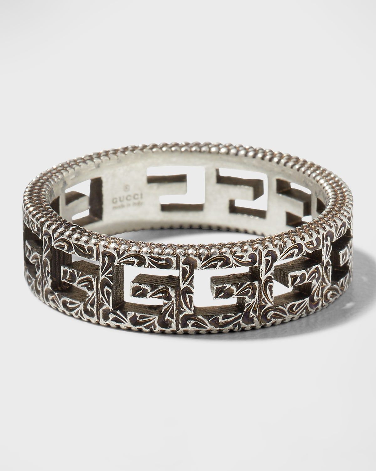 Men & apos;s G Cube 6mm Aged Silver Ring, Size 9-11