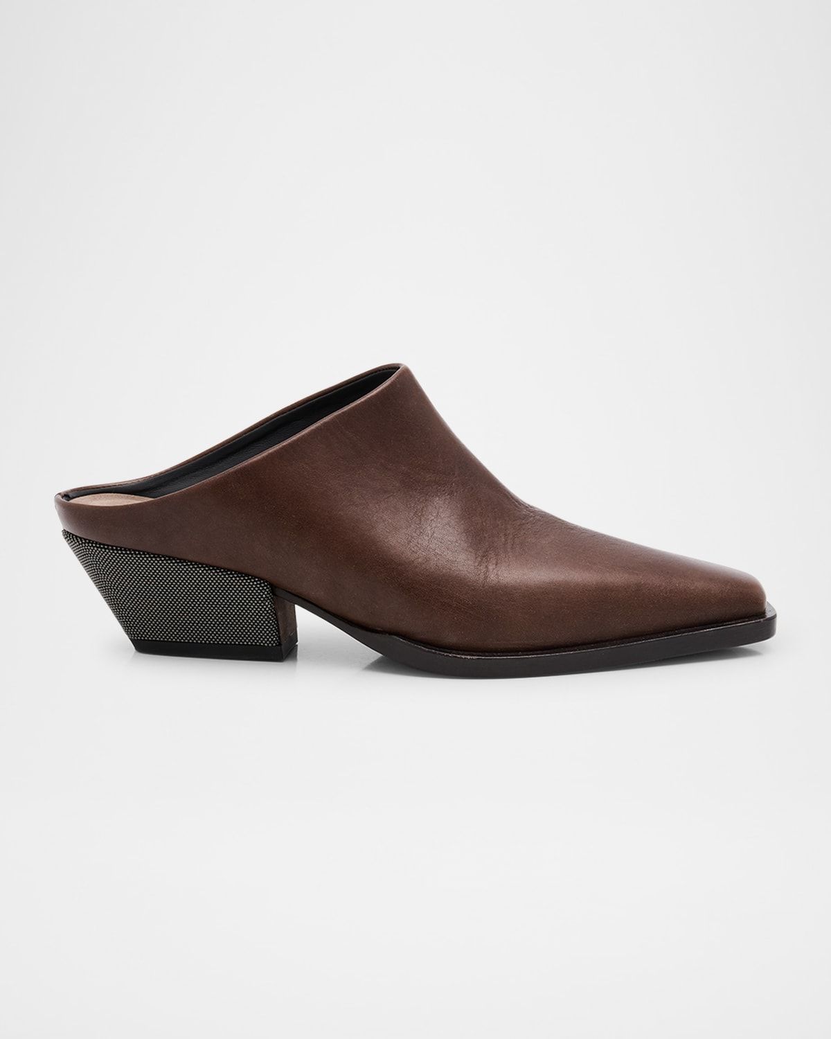 Western Leather Monili-Heel Mules