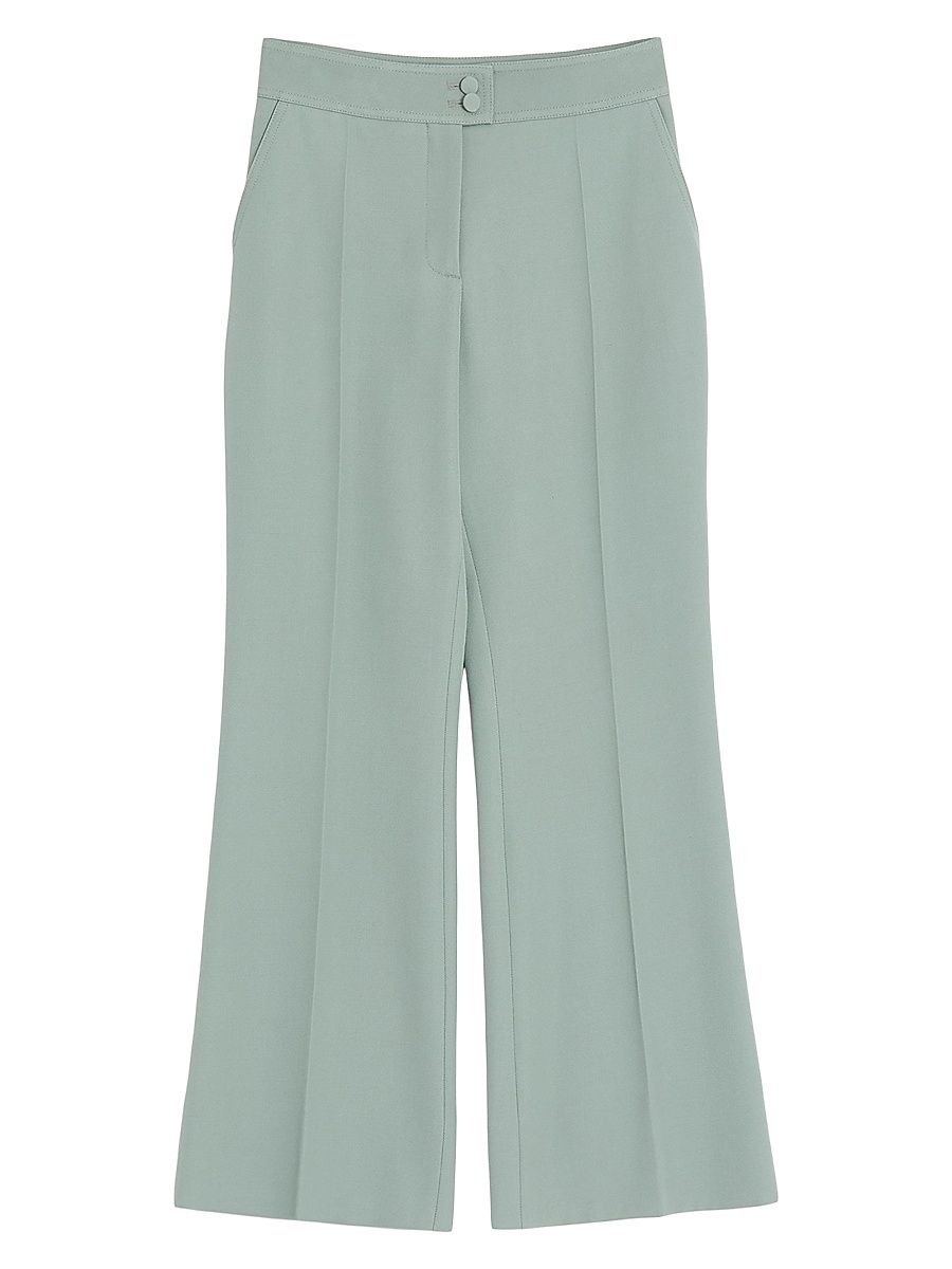 Women's Light Diagonal Wool Pants - Sage - Size 6