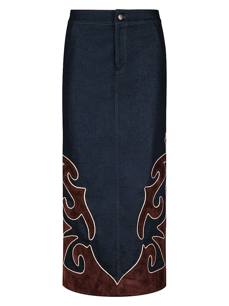 Women's Candelaria Time On My Side Denim Midi-Skirt - Denim Chocolate - Size 2