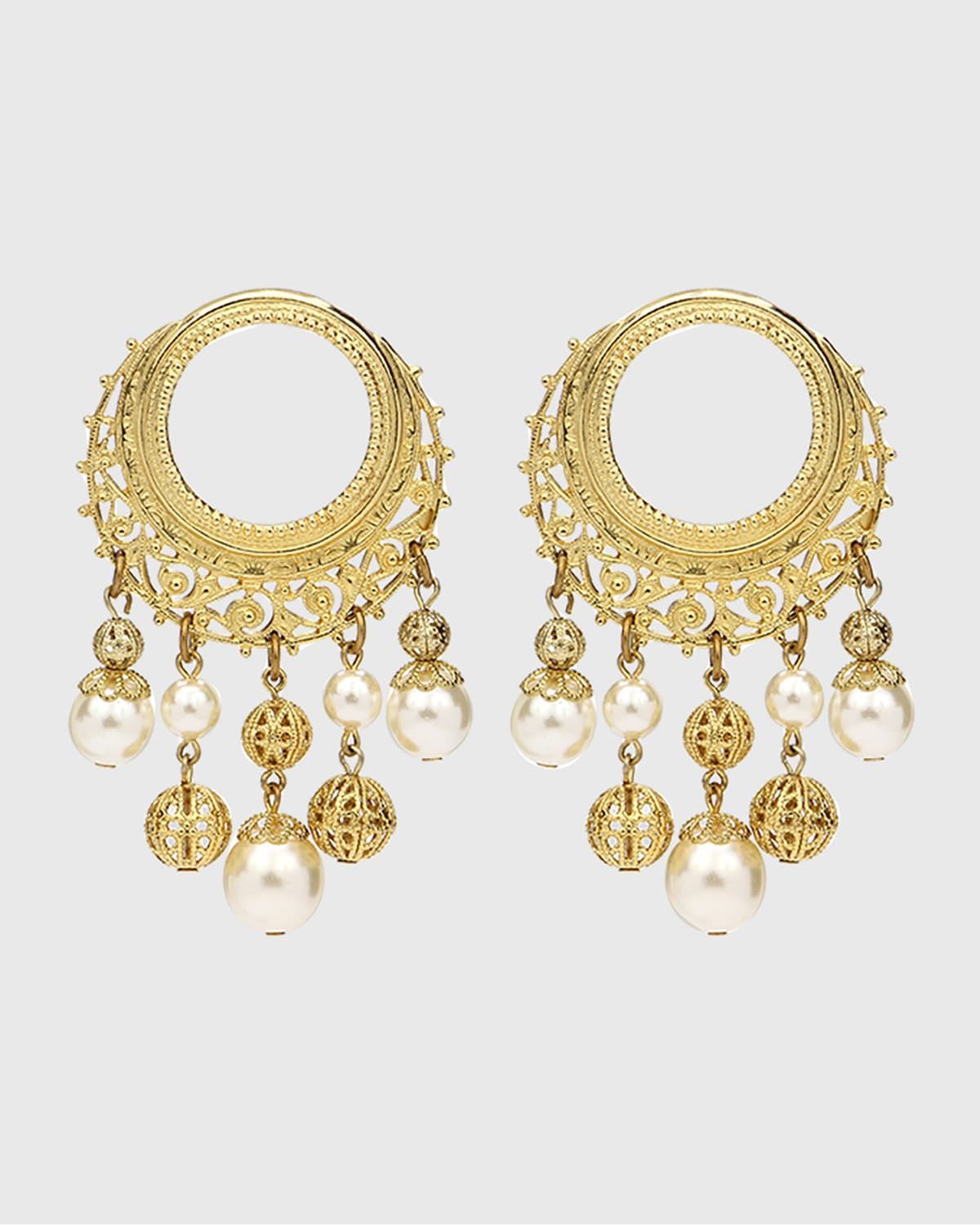 Round Pearly Drop Earrings